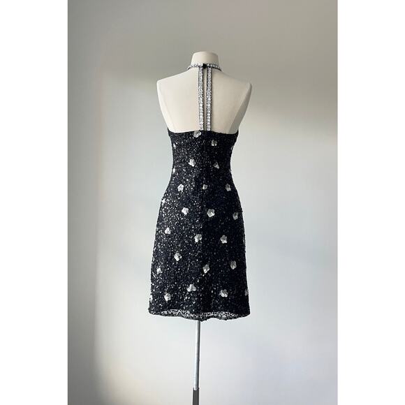 Vintage 1990s Y2K Black Sequins Halter Dress by Scala XS/S - Picture 9 of 9